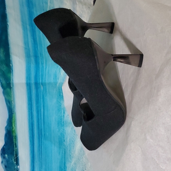 Bruno MAGLI WOOL PUMPS SQUARE TOE BLOCK HEELS SIZE 37 1/2 ( 7 ) - Picture 4 of 6